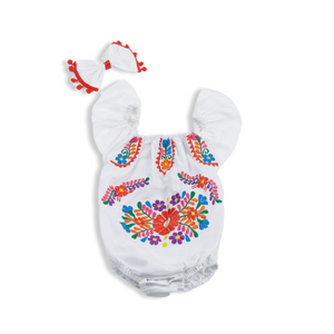 White Floral Mexican Onesie 12m-3t